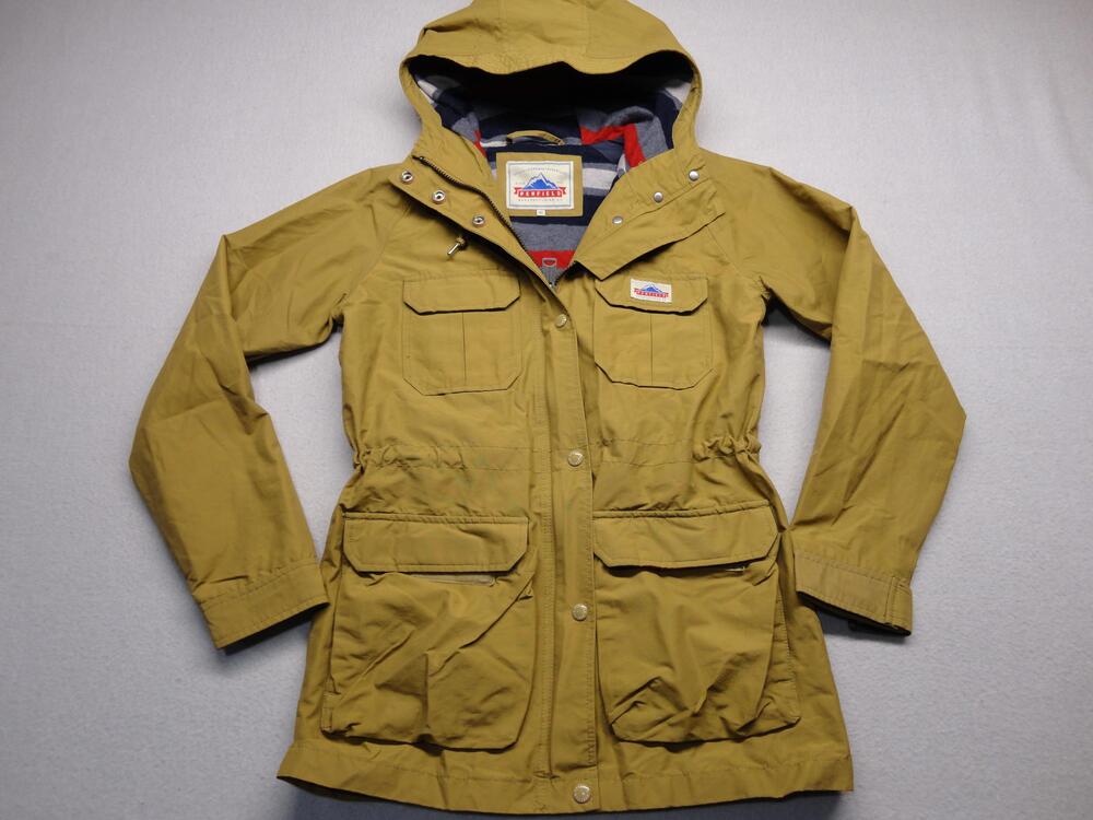 Penfield Parka Coat Womens XS Yellow Hooded Wool Lined Canvas Pockets Warm